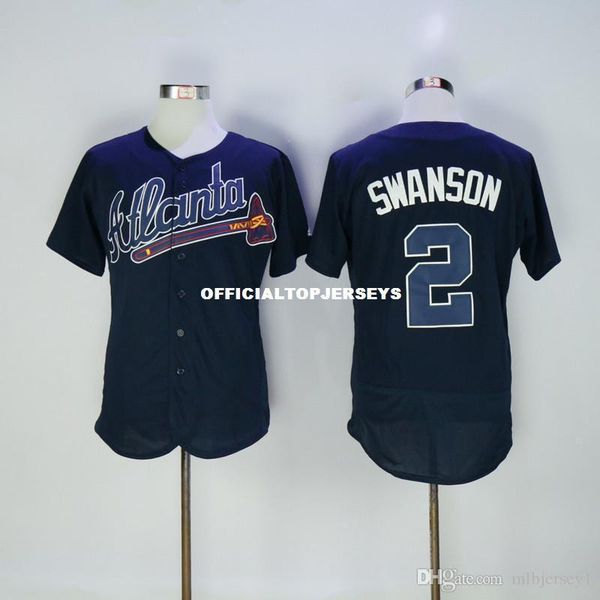 

2 dansby swanson flexbase jersey 2019 blue white red stitched, Black;blue