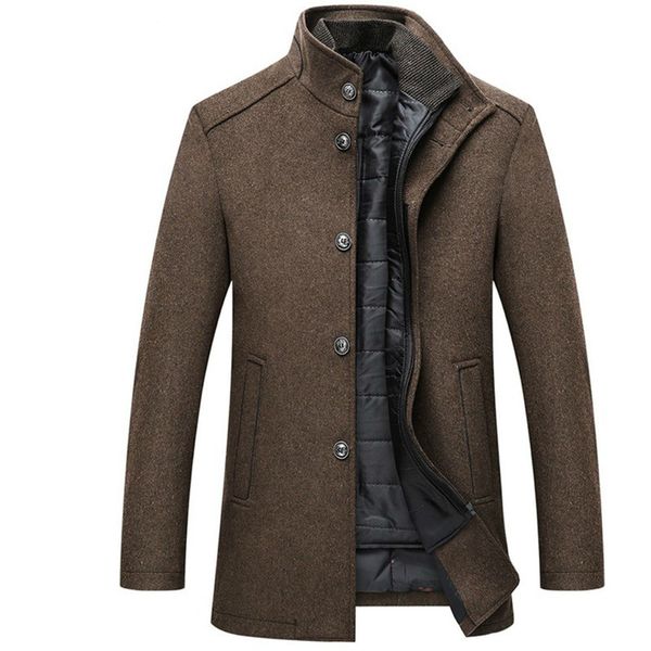 

holyrising wool coat men thick overcoats oat mens single breasted coats and jackets with adjustable vest 4 colours m-3xl, Black