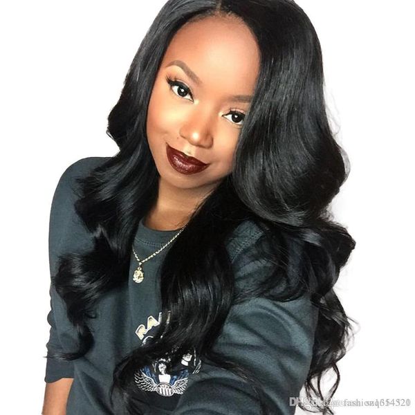 

150% density lace front human hair wigs for black women pre plucked with baby hair black body wave malaysia lace wig remy 24inch