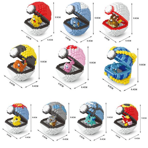 

New 10 model figure diamond elf ball building block toy pikachu charmander bulba aur eevee chri tma gift anime block puzzle whole ale