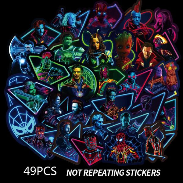 

49 pc et marvel fluore cent ticker avenger 4 captain marvel thano iron man book luggage laprefrigerator luminou ticker toy b