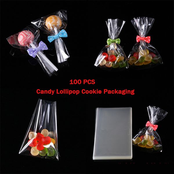 

100 pcs/lot clear open small plastic bags for candy lollipop cookie cellophane bag wedding party favor poly opp gift bag