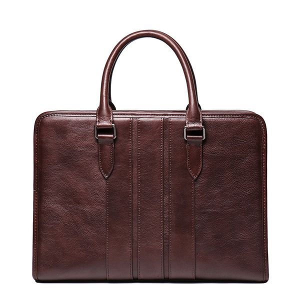 

nesitu highend vintage brown coffee vegatable tenned genuine leather a4 office men briefcase portfolio messenger bag m9272