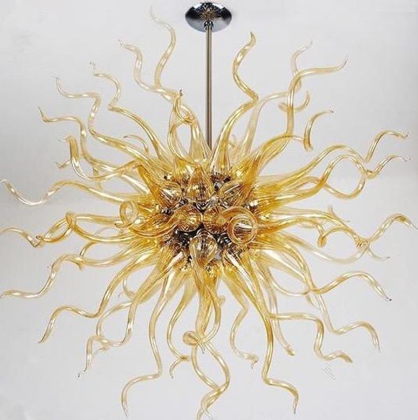 

2018 new arrival simple design amber chandeliers led lights hand blown glass pendant lights for living room