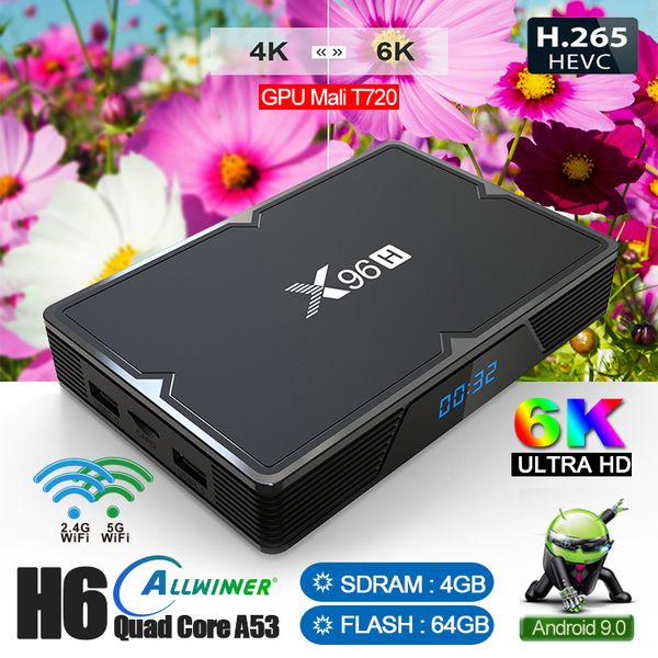 

X96H Android смарт-телевизор коробка 9.0 4 ГБ 32 ГБ 64 ГБ Allwinner с H603 двойной беспроводной 2.4 Г+5 ГГц с BT смарт-телевизор коробка TX3 TX6