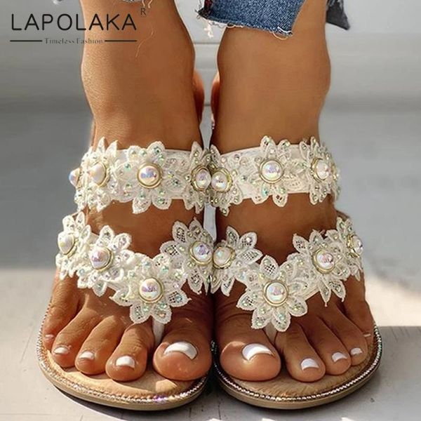 

lapolaka new design 2020 large size 43 solid summer slippers woman shoes slip on sweet bowtie comfortable wholesale sandals, Black