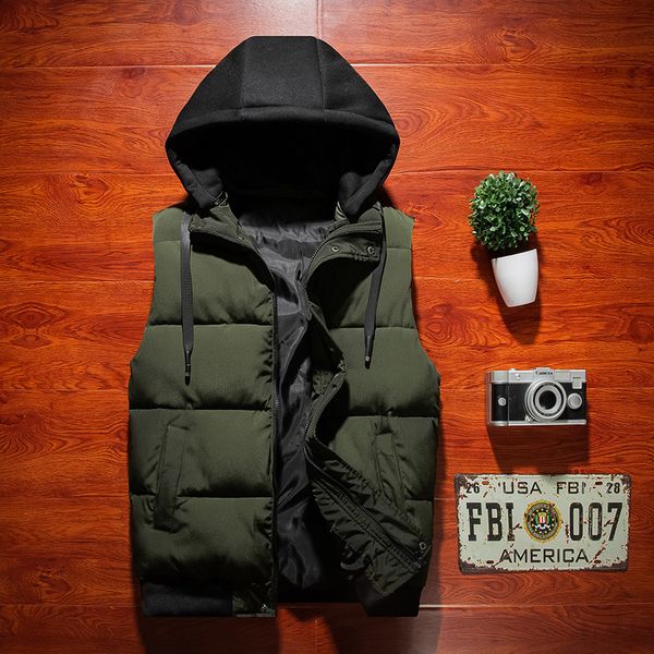

men's cotton vest teenagers thickening of 2020 autumn winters hooded down cotton vest, Black;white