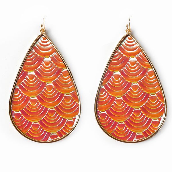 

кожаные серьги cpop модные лазерная искусственные для женщин gold ocean waves luck шаблон подвеска воды серьги падения производители питания, Silver