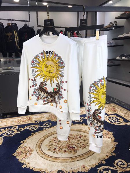

мужская мода дизайнер tracksuit 2019 новой повседневной мужской марка спортивной пот костюмы хлопок толстовка мужской одежда плюс размером, Gray