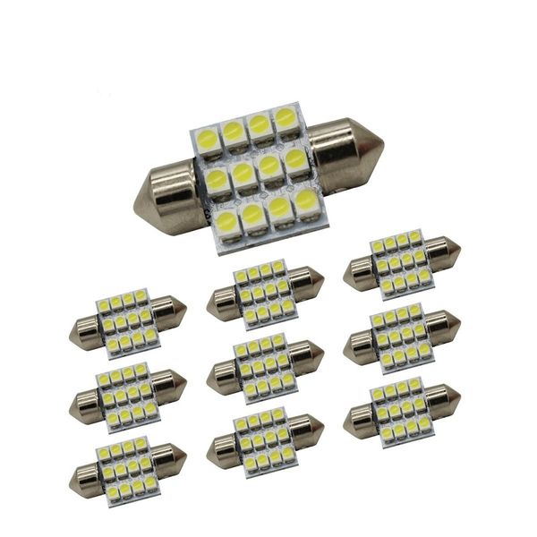 

zhenmin 10pcs 12-3528-smd 31mm festoon led car light dc12v