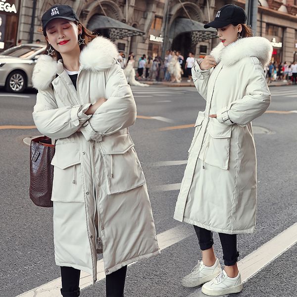 

down coat jacket hooded winter jacket women parkas 2019 new women's fur collar outerwear female plus size winter coats, Black