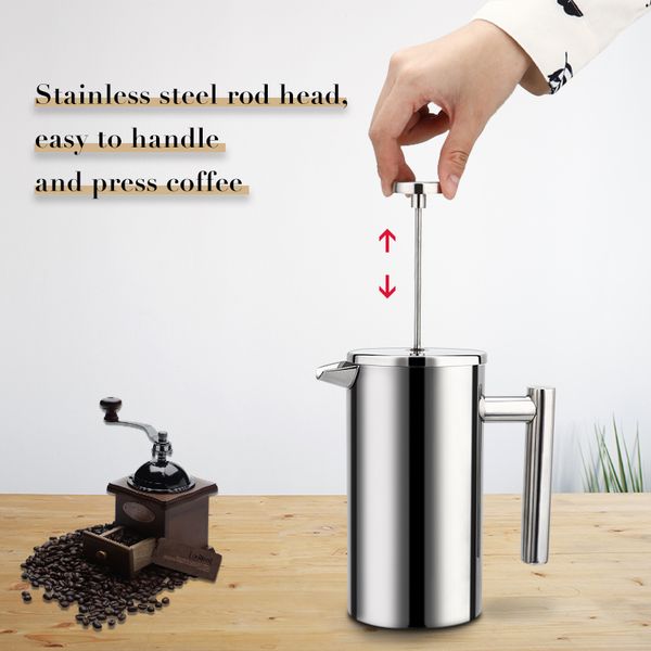 

french press coffee maker double walled stainless steel cafetiere insulated coffee tea maker pot giving one filter baskets