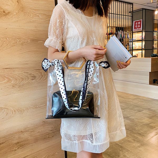

women transparent silk scarf shoulder strap fashion shoulder bag handbag summer fashion women bag messenger bags