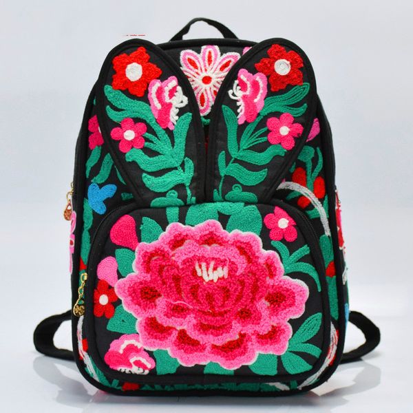 

2020 new china womens for bags ethnic embroidery bag wool embroidery canvas backpack female