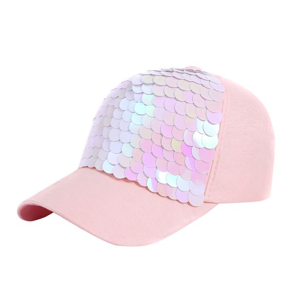 

women baseball cap fashion peaked bomber hat outdoor bling sequins baseball cap fish scales snapback hat, Blue;gray