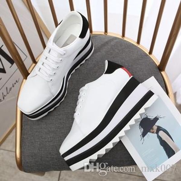 

2019 stella mccartney women star platform shoes calfskin genuine leather 7cm wedge oxfords elyse sneakers nm08, Black