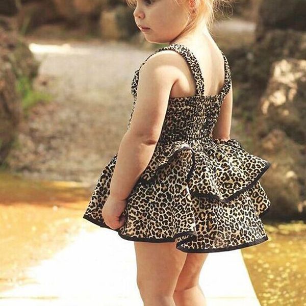 

девушки платье принцессы 2020 летние дети дети детские младенцы повседневная девушка ремешками леопард пачка спагетти платья vestidos wt1091, Red;yellow