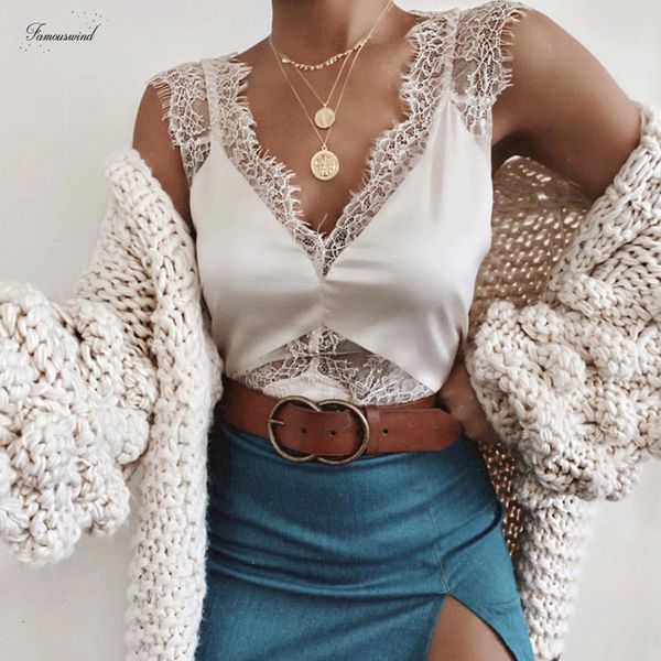 

женщины sexy кружева верхней части бака camis рукавов повседневный бретели мода strappy жилет блуза женская одежда нижнее лето plain 2019, White