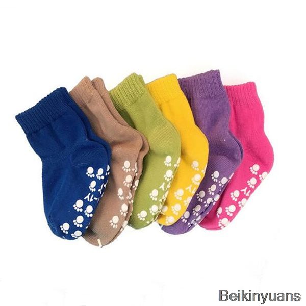 

spring and autumn cotton socks hand-stitched soles non-slip cotton socks non-slip rubber boys and girls, Pink;yellow