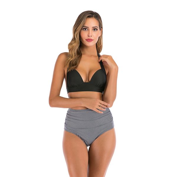 

bandage bikini one shoulder bikini set thong biquini micro swimsuit female swimwear women 2020 bathing suit bandeau swimming#793, White;black