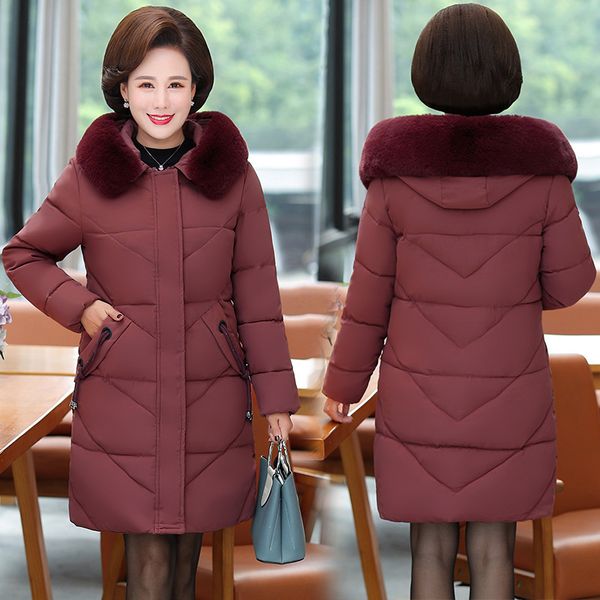 

women's down & parkas winter coat middle-aged jacket large size cotton mother warm thick mid-length, Black