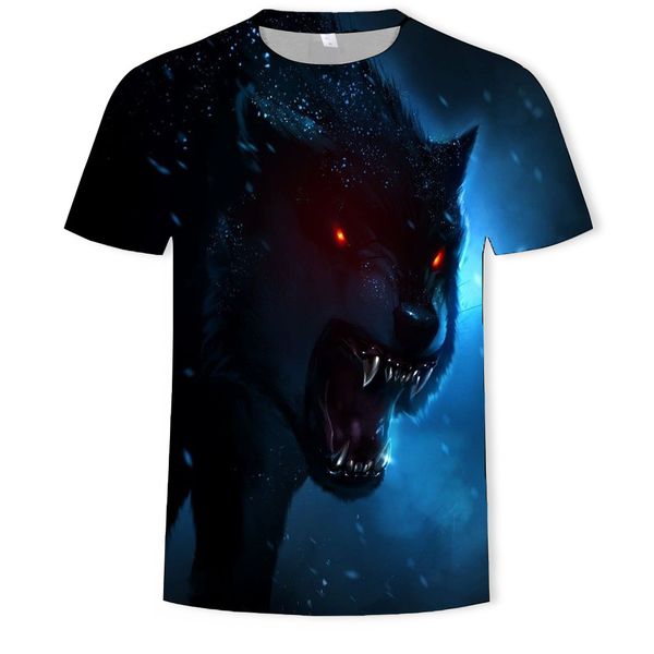 

mens designer summer fashion wolf dog digital 3d printing short sleeve t-shirt men, White;black