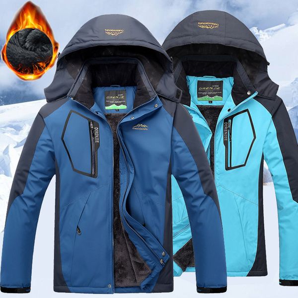 

men women velvet jacket coat outdoor windbreaker men women waterproof camping hiking down coats thermal mountain sport jackets, Blue;black