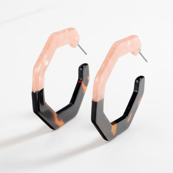 

hoop earrings for women acrylic resin leopard stitching polygon geometric earrings hoops vintage jewelry pendientes de aro mujer, Golden
