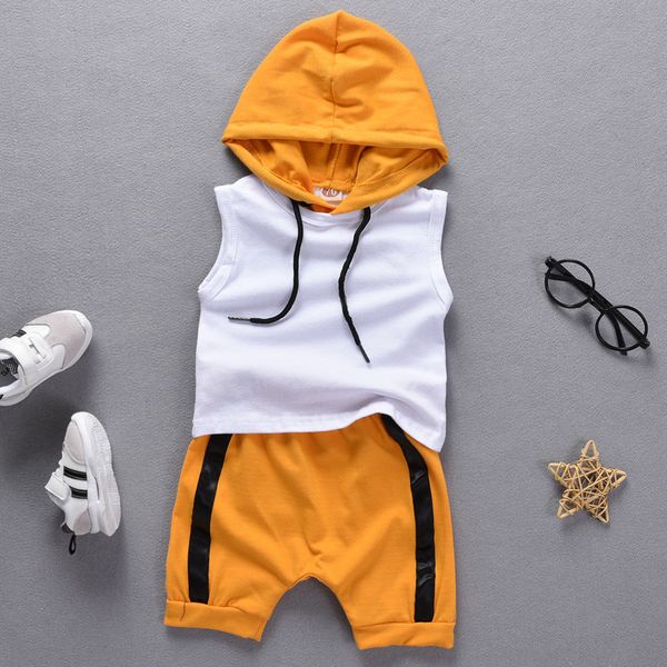 

boys clothes children clothes kids infant newborn baby boy kid hooded vest shorts outfits set roupa infantil, White