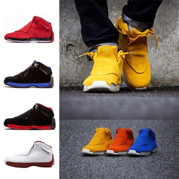 

fashion 2019 18s basketball shoes gym red black blue royal white metallic silver men shoes classic 18s xviii mid athletic sport sneakers