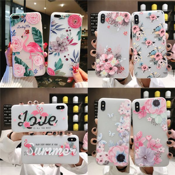 

pretty flowers birds pattern phone case for iphone 6 6s 7 8 plus x xs max xr soft silicone pink doll back cover cute animals cases