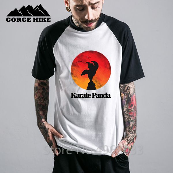 

chinese kongfu the karate panda men t shirt digital printing hipster streetwear loose o-neck karate kids black t-shirt hombre, White;black