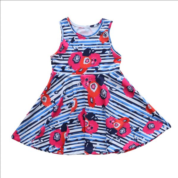 

summer girls floral dress party princess seveless dress for girl fashion wedding dresses clothes costumes 1-6y, Red;yellow