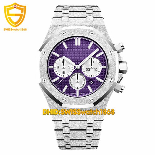 

новые швейцарские часы мужчины спорт хронограф функция секундомера vk кварцевые часы женщины фиолетовый 42мм сталь 316l мода наручные часы, Slivery;brown