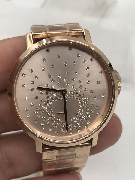 

m3621 women's rose gold crystal pave dial rose gold strap watch, Slivery;brown