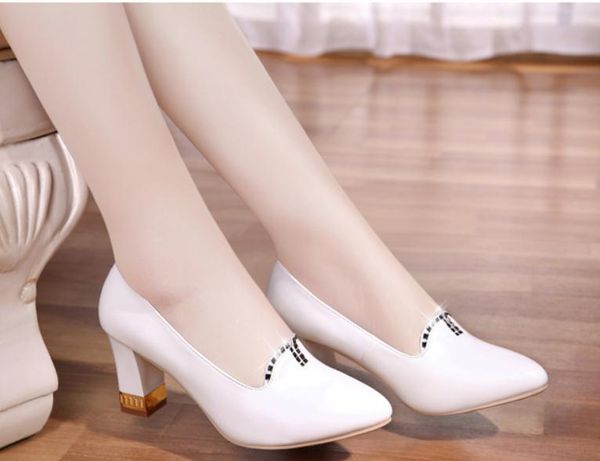 

women's shoes spring and autumn pointed end coarse high heel, Black