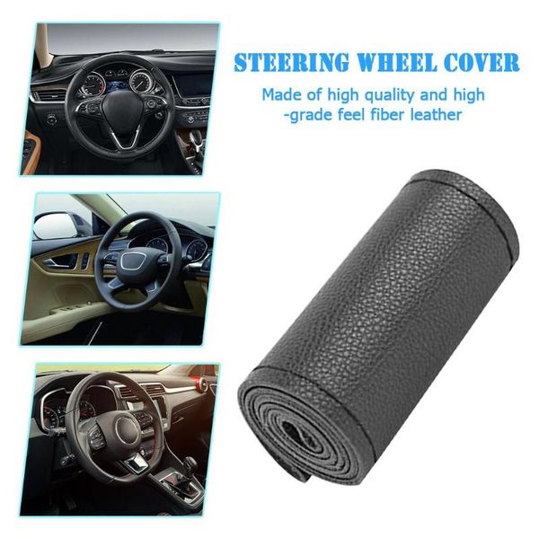 

38cm steering wheel leather protective case super soft touch with anti-slip massage car braid on cover with needle thread