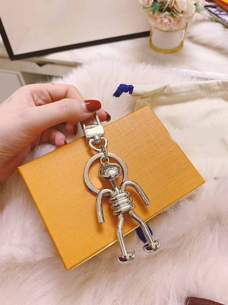 

designer keychains l flower style keyring holder key hardware material chain bag charm car key holder with box, Silver