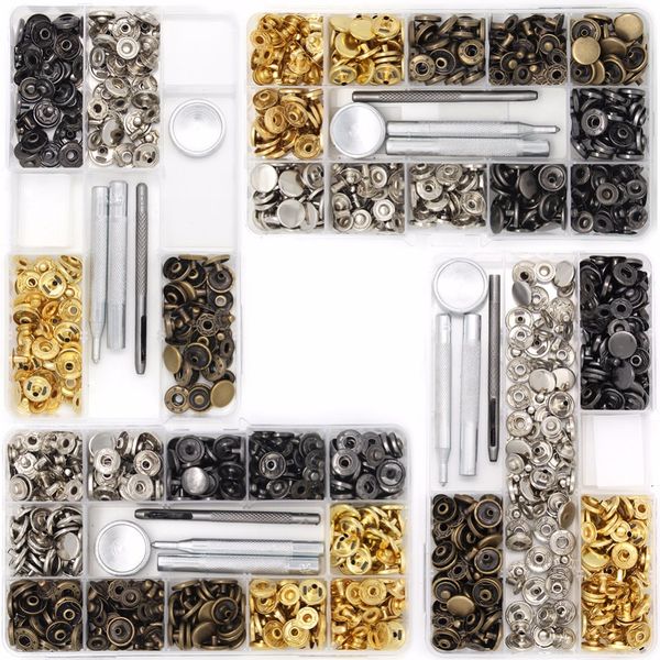 

snap fastener kit button tool press studs set clothing snaps fixing tool 633# 4 colors for leather craft repairing decoration