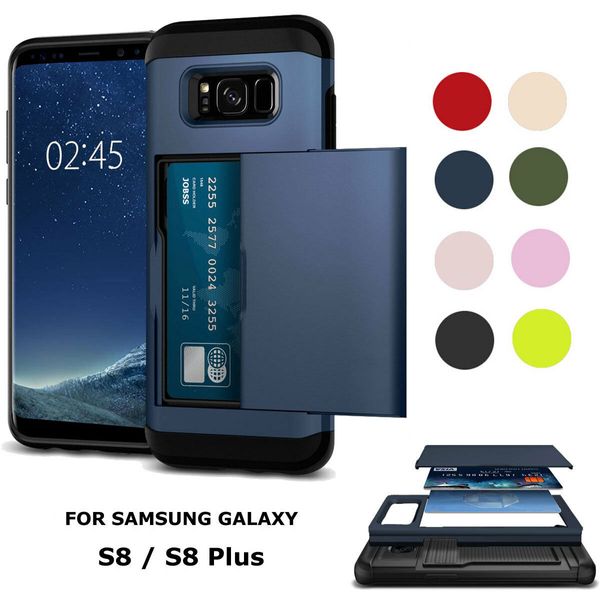 Прочная броня с выдвижным слотом для карточек, кошелек, противоударный тонкий чехол для телефона, чехол для Iphone 6 7 Plus XS Samsung S6 S7 S8 S9 Note 9 8