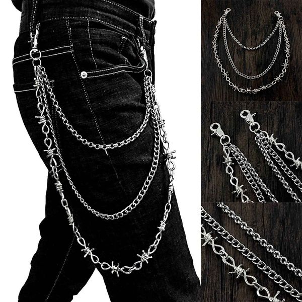 

new style 3 chans hip hop punk pants chain jeans metal chain, Silver
