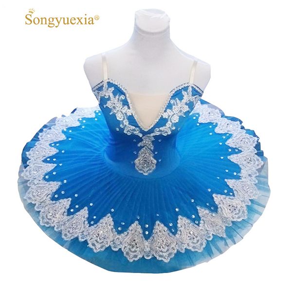 

2017 songyuexia professional puff skirt ballet dance costume for children and adults blue tutu skirt 10colors, Black;red