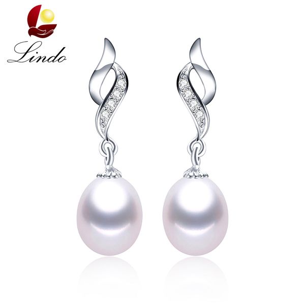 

selling 925 sterling silver drop earrings for women 4colors black real natural freshwater pearl jewelry 8-9mm pearl earrings, Golden;silver