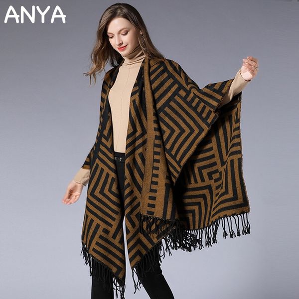 

2018 pregnancy coat winter plus size casual maternity clothes parker tassel v-neck striped black yellow woman scarf elegant cape, White