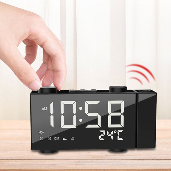 

lcd digital projection alarm clock night lights clock wireless weather multifunctional alarm snooze function