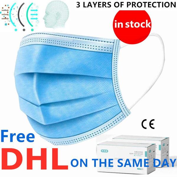 

FEDEX/DHL shipping Disposable Face Masks 3 Ply Breathable for Blocking Dust Air Anti-Pollution Mask
