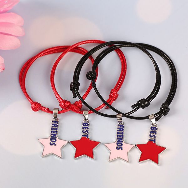 

2020 friend bracelet female red rope bff friendship jewelry red star pendant bracelet fashion men and women gift, Golden;silver