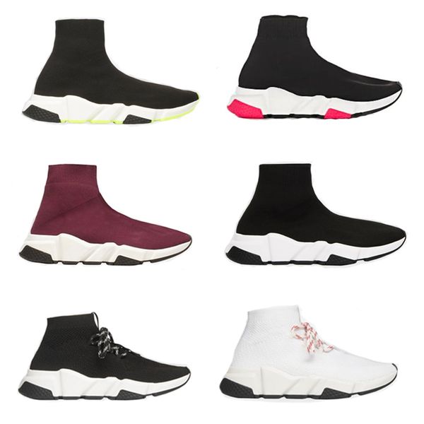 

2019 designer sneakers new paris speed trainers mid-trainer sock sneakers casual shoes with box, Black