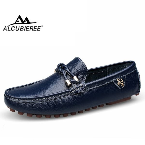 

alcubieree brand loafers for man casual driving shoes male slip-on mocassin soft breathable men flats men gommino boat shoes, Black