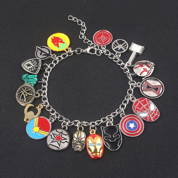 

the 4 super heroes charm bracelet for women men movie iron man cosplay metal bangle fashion jewelry, Golden;silver